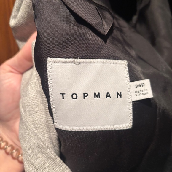 Topman Single Button Double Breasted Blazer Suit Jacket in Light Grey 36R NWOT - Picture 4 of 6
